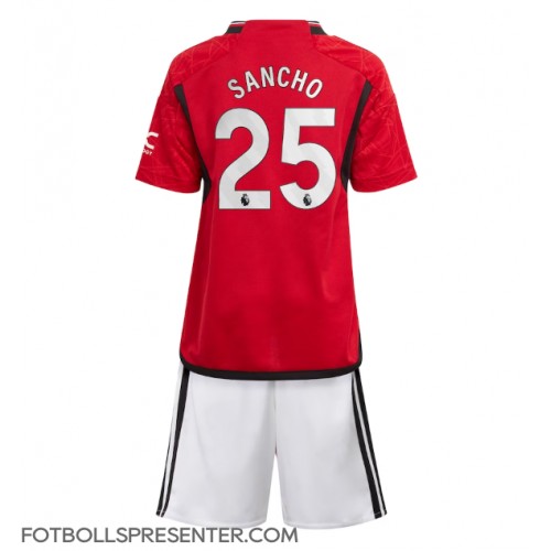Manchester United Jadon Sancho #25 Hemmatröja Barn 2023-24 Kortärmad (+ korta byxor)